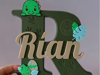 Rían Dinosaur Nameplate – Standing & Wall Version