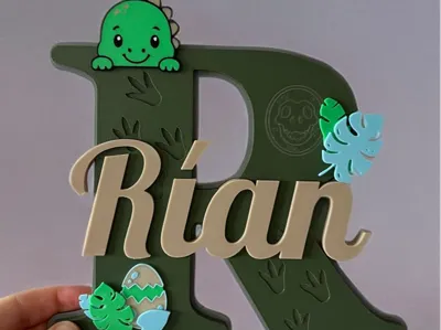 Rían Dinosaur Nameplate – Standing & Wall Version