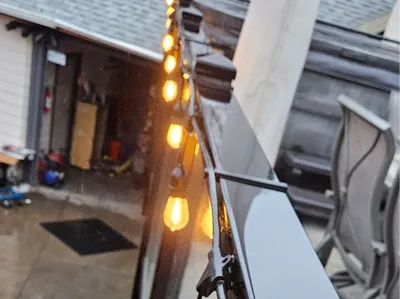 Outdoor LED string lights hangers for railing