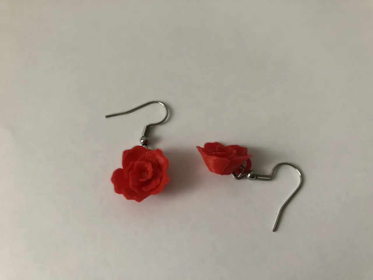 3D rose earrings, no AMS, 0.4mm nozzle view 3