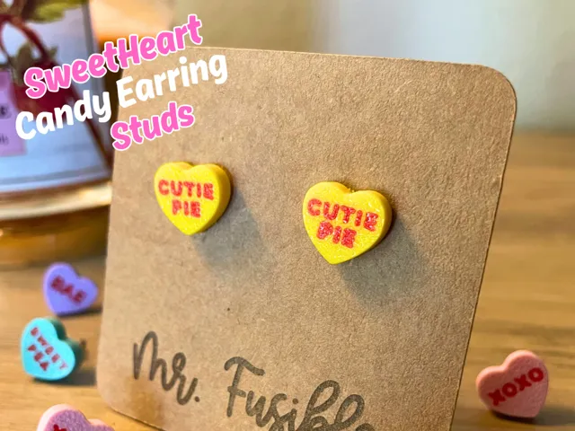 Valentines Sweetheart Candy Heart Earrings Studs