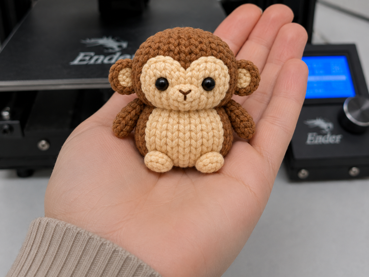 Cute Knitted Monkey Figure