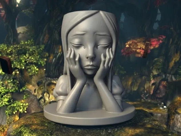 Maceta decorativa: Weeping/Crying flowerpot alice madness returns. Referencia del modelo original.