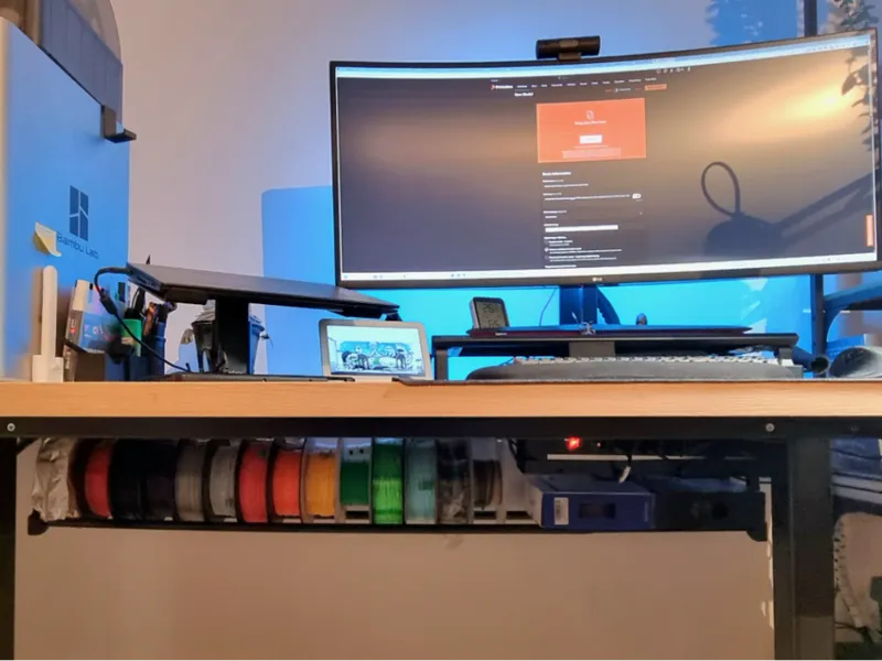 Under table fillament spool holder for Ikea Racka