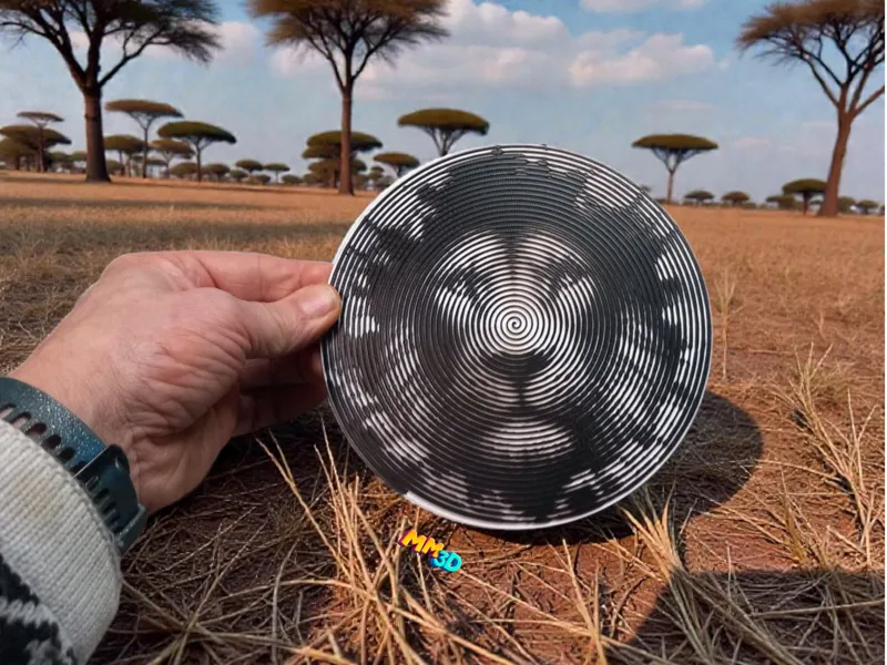 Spiral Illusion Disc  Lion Portrait