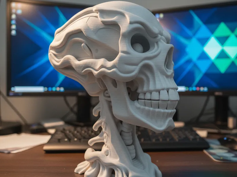 Whimsical Alien Skull - 3D Sculpture