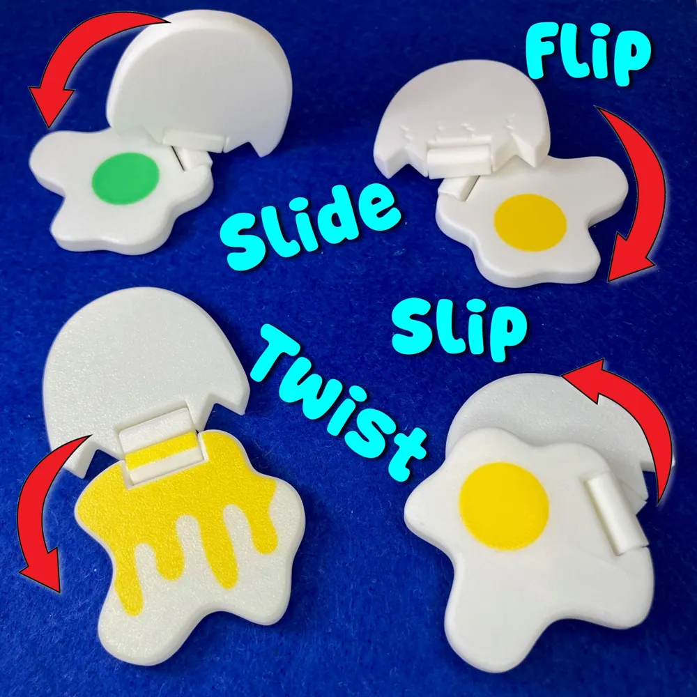 Cracked Egg Slider + Flip Fidget (and Frying Pan) - Free 3D Print Model ...