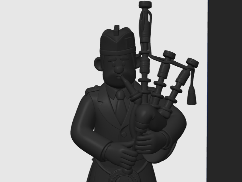 3D Scotsman piper on scotland flag 