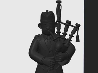 3D Scotsman piper on scotland flag 
