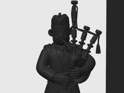 3D Scotsman piper on scotland flag