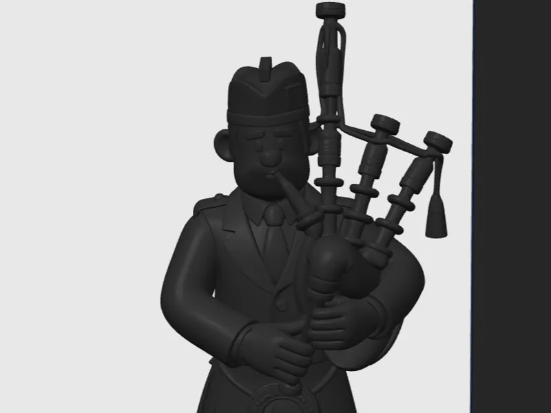 3D Scotsman piper on scotland flag 