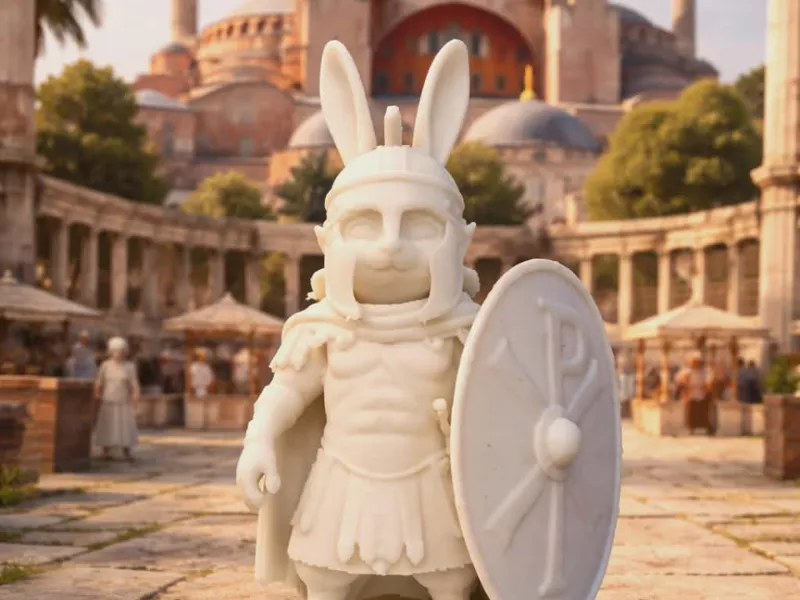 Eastern Roman bunny legionary statue cool funny