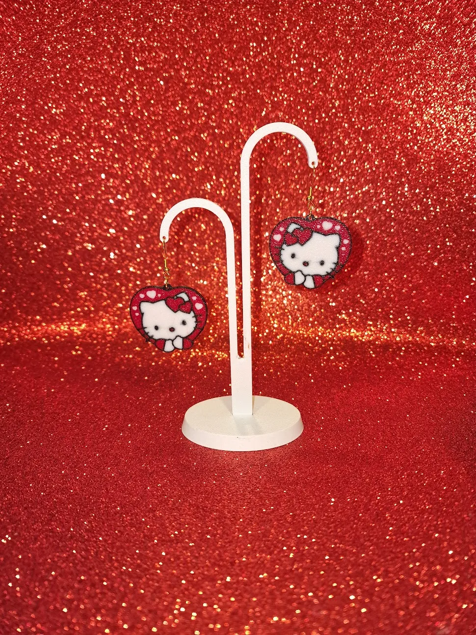 Hello kitty in heart earrings view 3