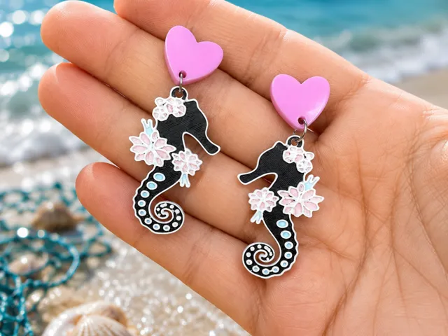 Pendientes Caballito de Mar Floral