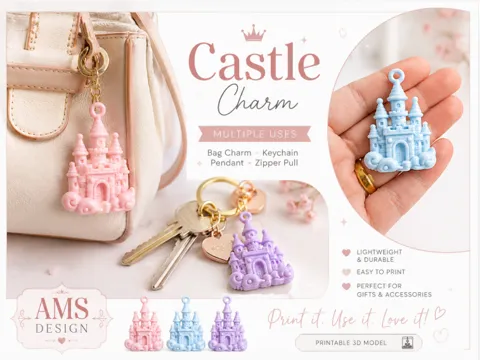 Llavero: Fairytale Castle Charm–Keychain, Bag Charm&Pendant — referencia de MakerWorld
