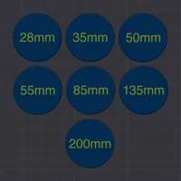 Lens Caps with Focal Lengths 
