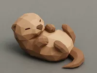 Figurine loutre endormie low poly — photo 1