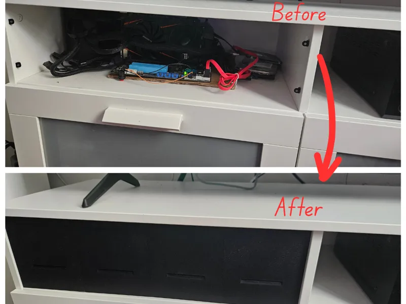 IKEA Brimnes TV stand magnetic shelf cover