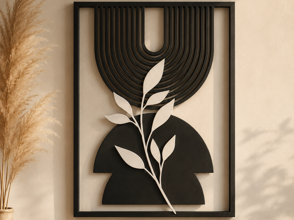 Boho Stil Wall Art with flower Modern Scandi Art