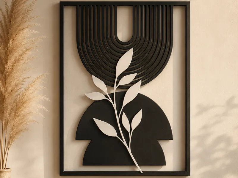Boho Stil Wall Art with flower Modern Scandi Art