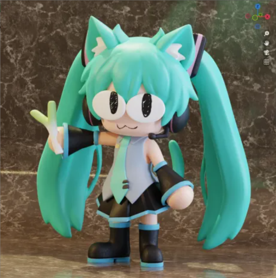 Miniatura 2 do modelo 3D 初音未来猫姬版-彩色ams配置