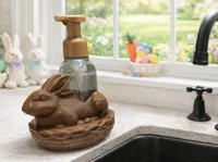 Lapin sur un panier, porte-savon liquide — photo 1