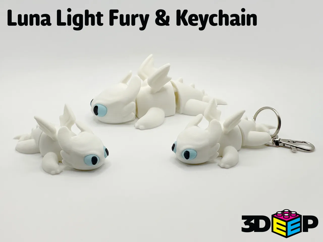 Flexi Luna Light Fury Dragon Toothless & Keychain view 2