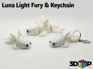 Flexi Luna Light Fury Dragon Toothless & Keychain