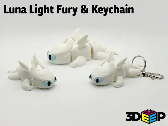 Flexi Luna Light Fury Dragon Toothless & Keychain