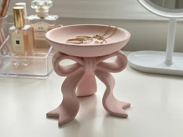 Coquette Bow Jewelry Dish Trinket Tray Ring Holder
