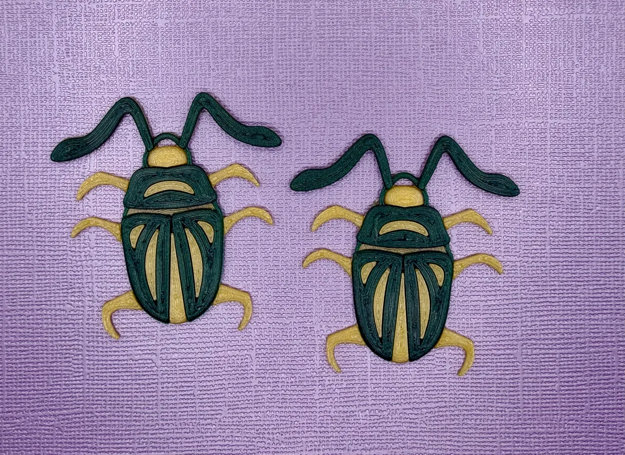 Beetle earrings view 2