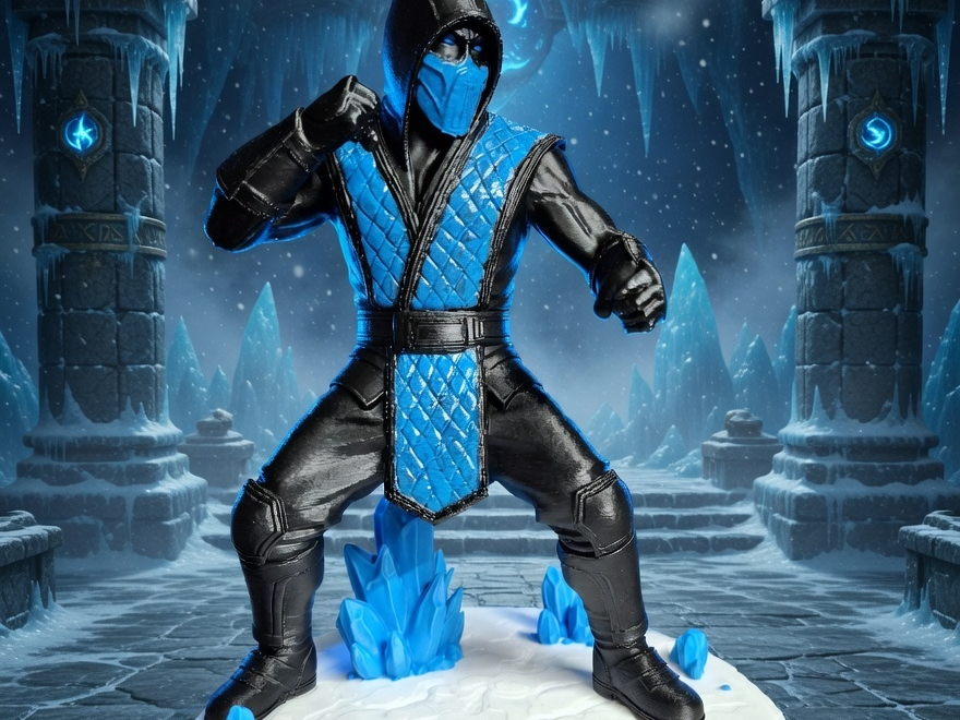 Mortal Kombat Sub-Zero  Figure with Detailed Base