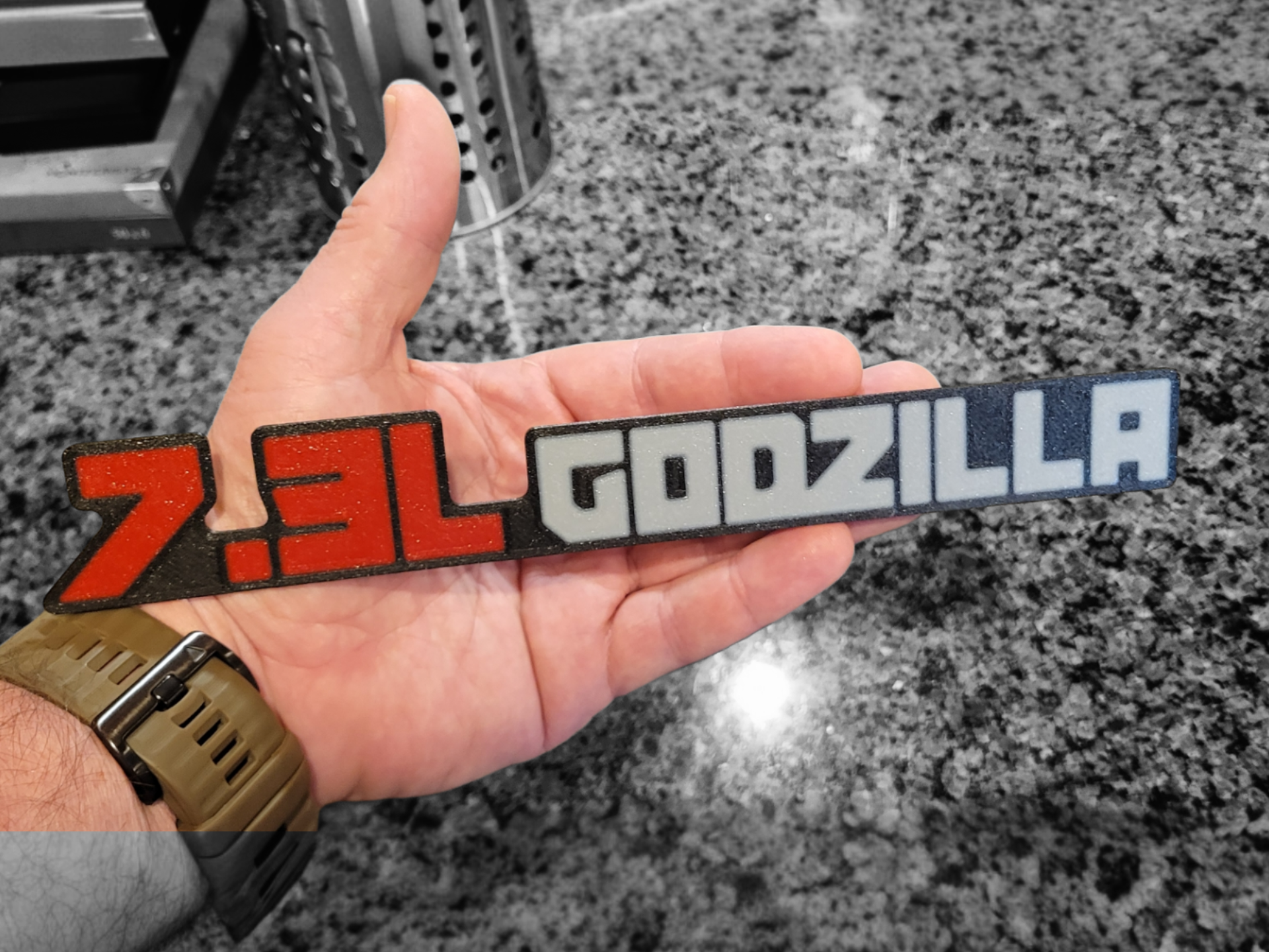 Ford 7.3L Godzilla Name Badge Printed Flat