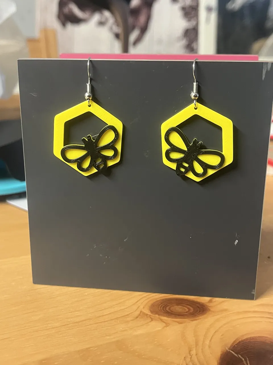 bee earrings view 2