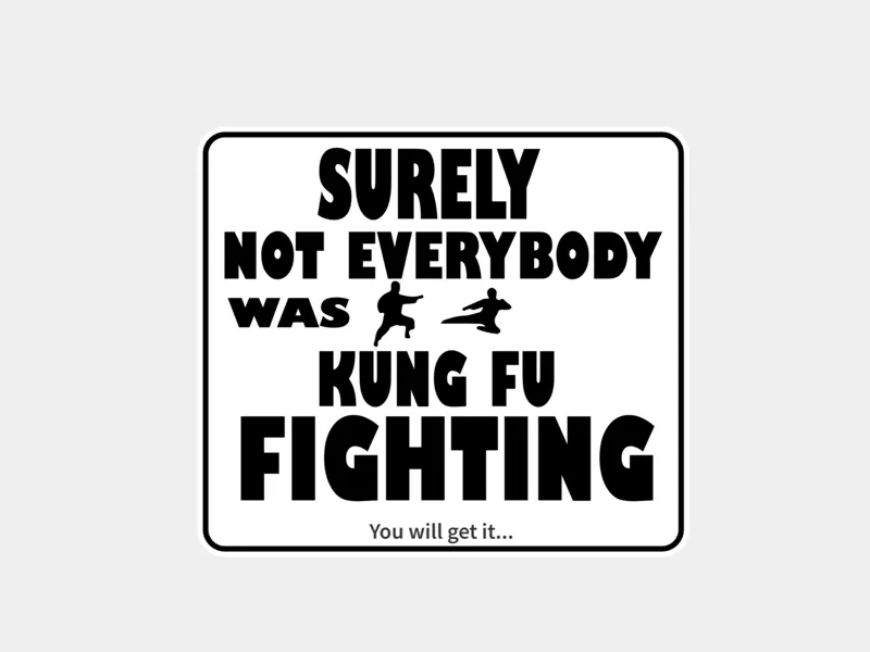 Everybody was Kung Fu fighting - Not - funny sign