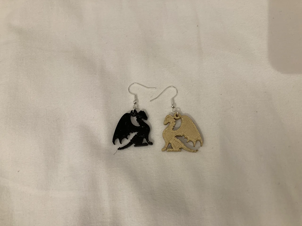 4th Wing inspired Black & Gold Dragon Earrings view 3