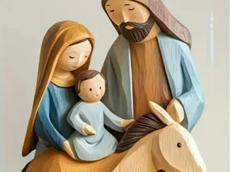 Holy Family - Wood Carving Style
