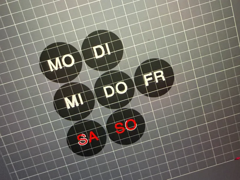Kühlschrankmagnet Montag bis Sonntag MO-SO 8x3mm