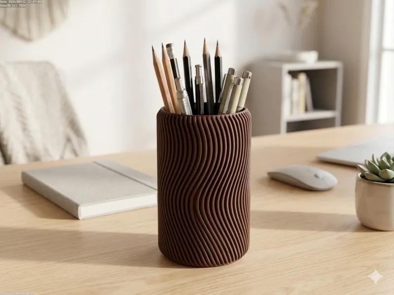 Striped pencil holder