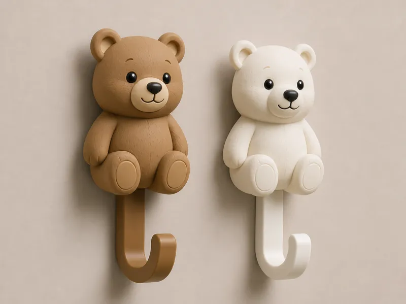 Cute Teddy Bear Wall Hook Set  | STL