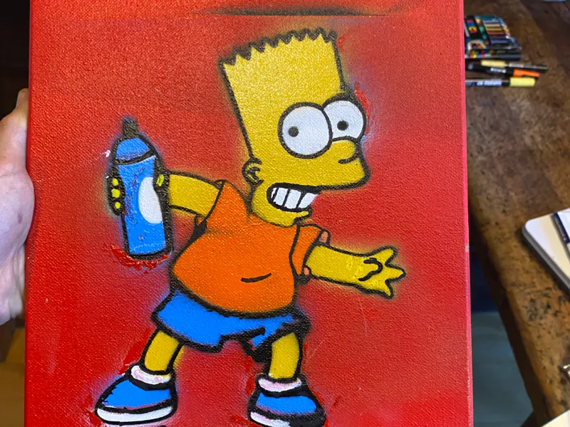 pochoir de bart simpson pour graphiti.