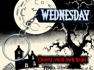 Customizable Wednesday keychain (change your name)