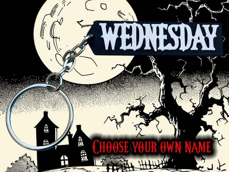 Customizable Wednesday keychain (change your name)