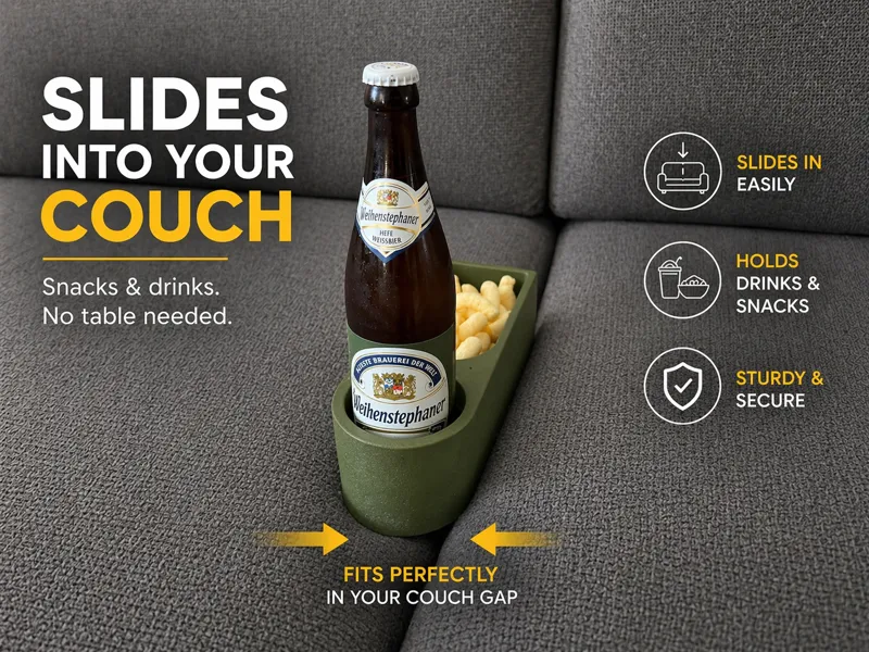 Slide-In Couch Gap Tray – Drink & Snack Holder