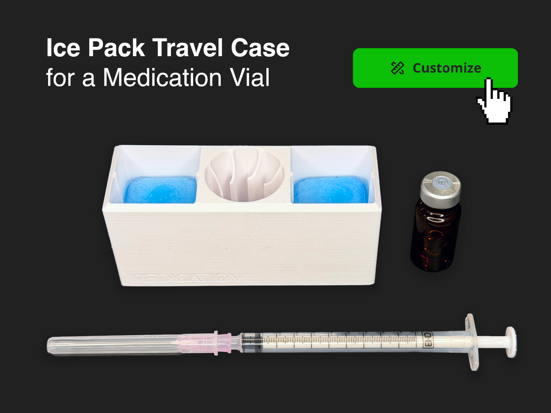 Travel Ice Case for Insulin Vial, Peptides or HRT