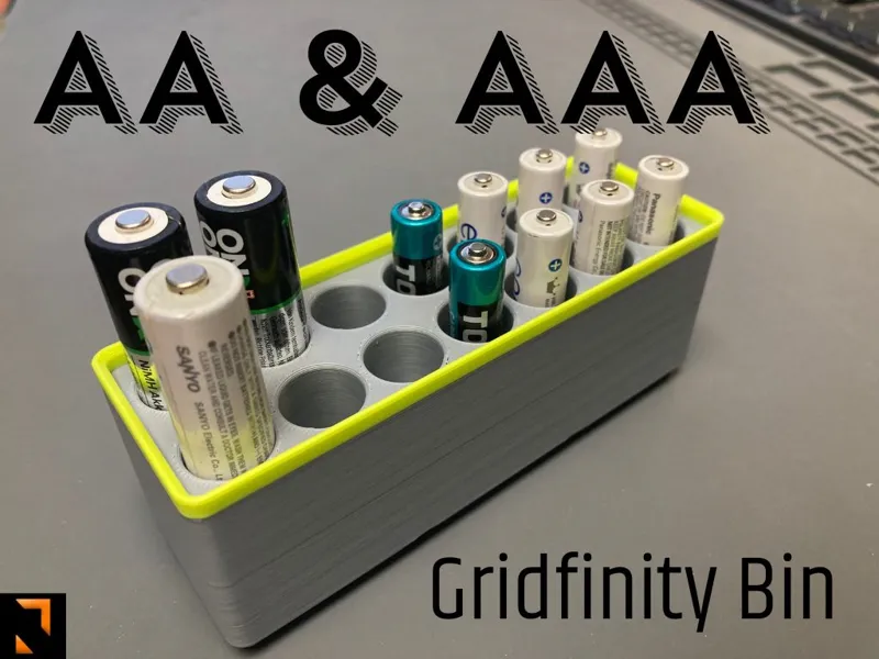AA & AAA Batterie Gridfinity Bin