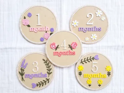Floral Baby Monthly Milestone Signs (1-6 Months)
