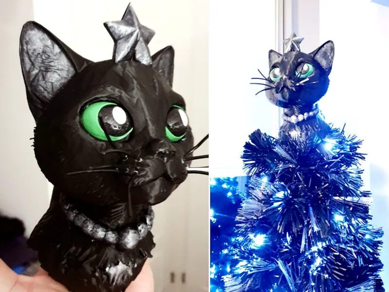 Cute Cat Star Christmas Tree Topper