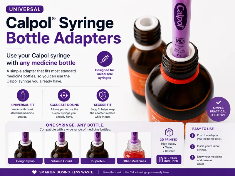 Calpol syringe adapters for any medicine bottle