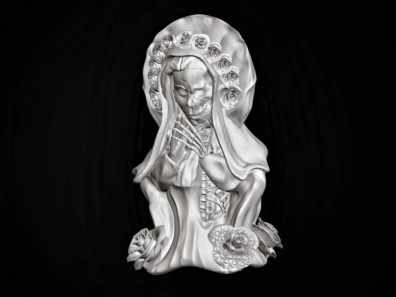 STATUA SANTA MUERTE CON TESCHIO